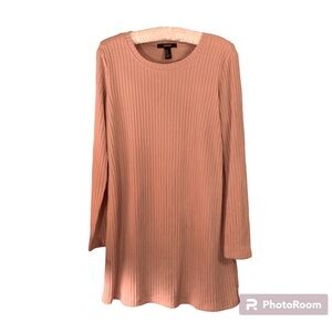 Forever 21 longsleeve ribbed pale pink/rose sweater dress size medium